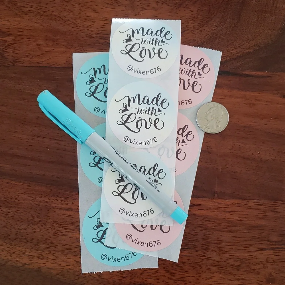 3/$15 Set of 50 Custom Made With Love Stickers 2” Large Round Shipping Labels